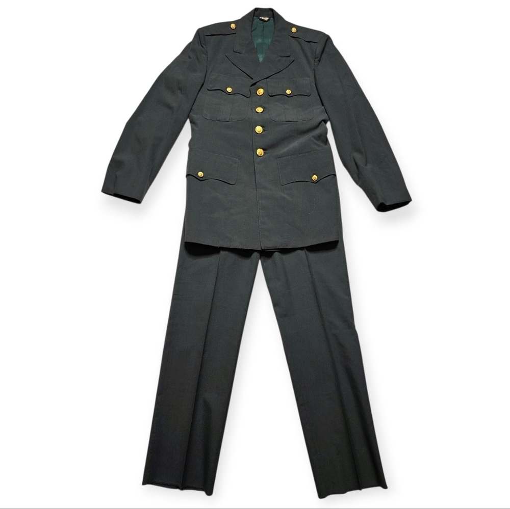 Vintage U.S. Army Dress Uniform Set Green Wool Poly Jacket 38R Pants 30x32